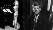 Marilyn Monroe no aniversário de John F. Kennedy; à direita, o presidente JFK - Getty Images