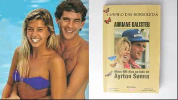 Adriane Galisteu com Ayrton Senna e a capa de 'Caminho das Borboletas' - Divulgação/Revista Caras