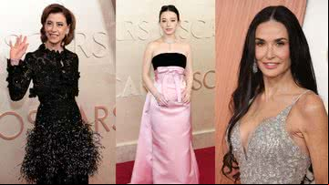 (da esq. para dir.) Fernanda Torres, Mikey Madison e Demi Moore no Oscar 2025 - Getty Images