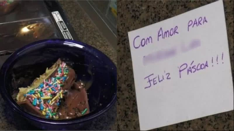 Chocolate foi entregue com bilhete à família - Divulgação/SBT News