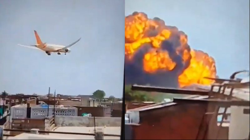 Imagens do avião em voo e explosão após queda - Reprodução/Redes Sociais